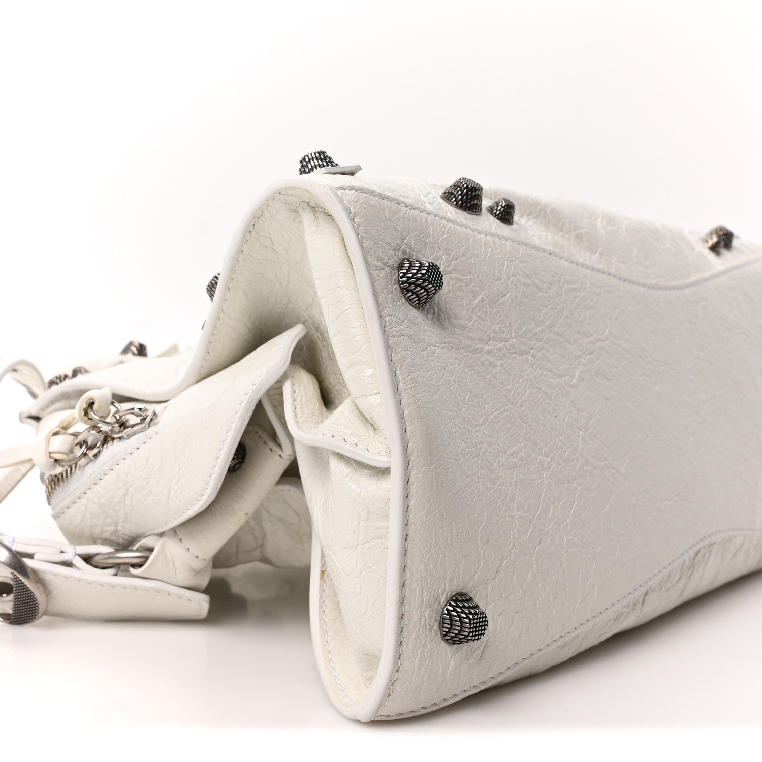 Balenciaga Agneau Arena Small Neo Cagole City Handbag Optic White