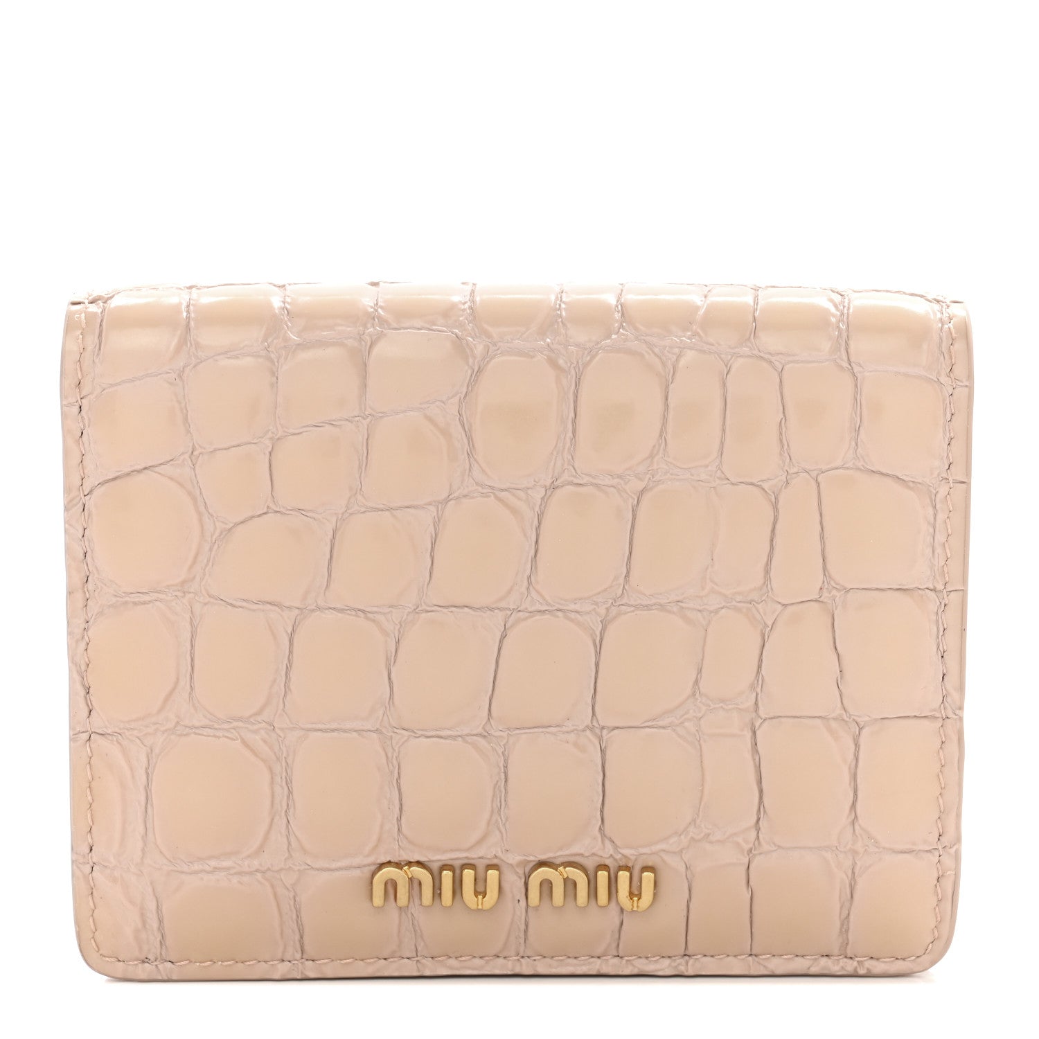 Miu Miu Patent Crocodile Embossed Wallet Bi-Fold Compact Wallet Ninfea 1 of 8