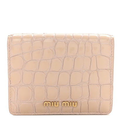Miu Miu Patent Crocodile Embossed Wallet Bi-Fold Compact Wallet Ninfea 1 of 8