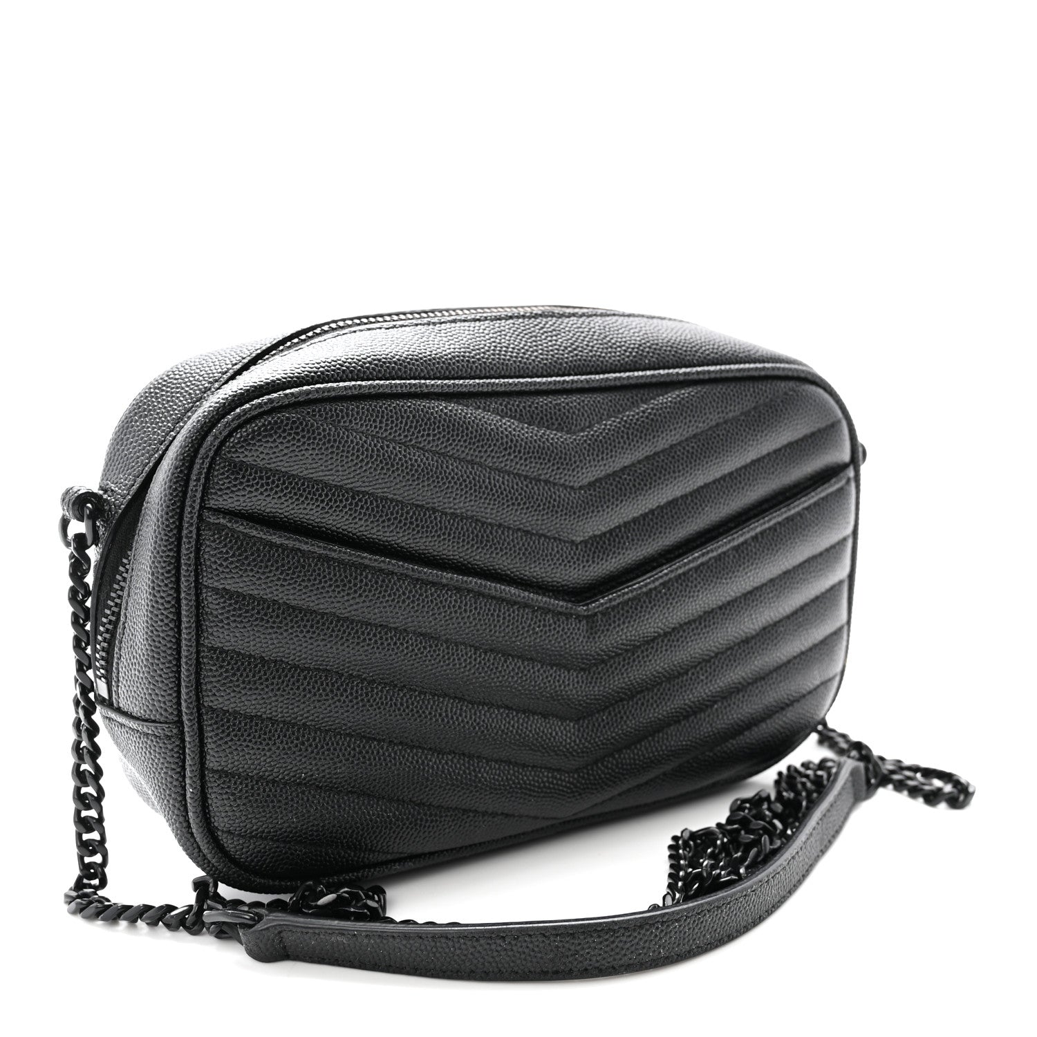 Saint Laurent Grain De Poudre Matelasse Monochrome Monogram Mini Lou Camera Bag Black 3 of 9