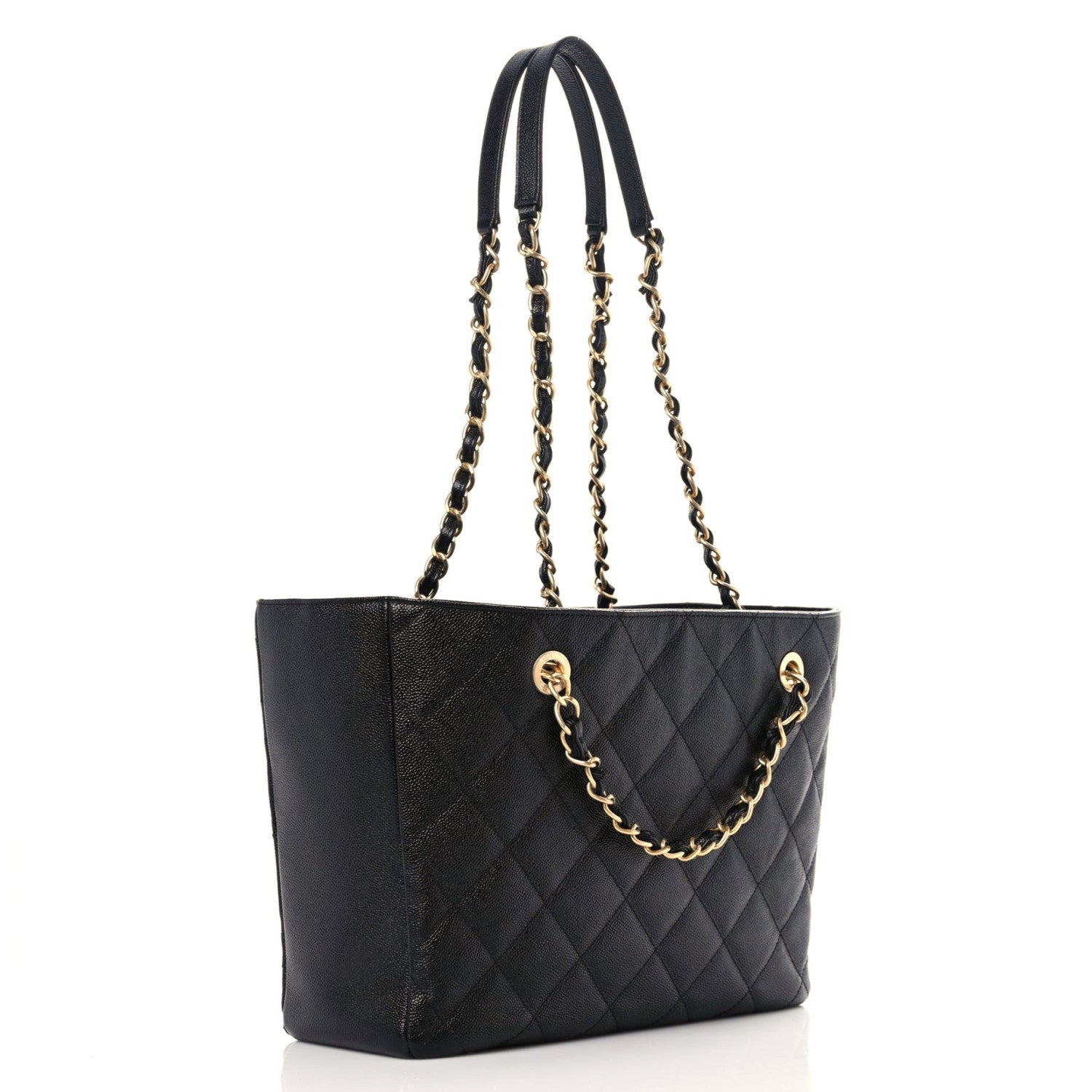 Chanel Caviar Quilted Small Shopping Tote Black 3 of 10
