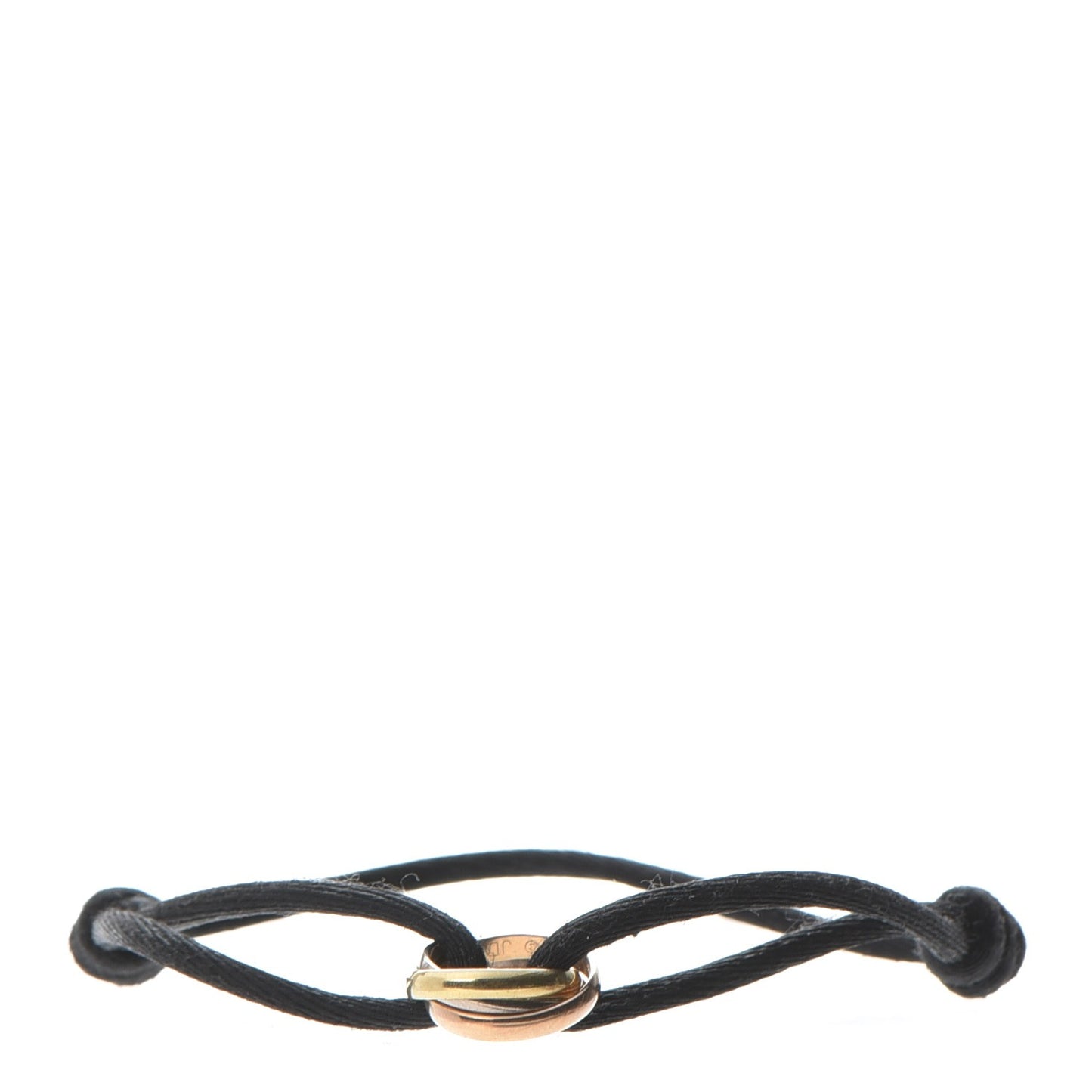 18K Pink Yellow White Gold Trinity Adjustable Cord Bracelet Black