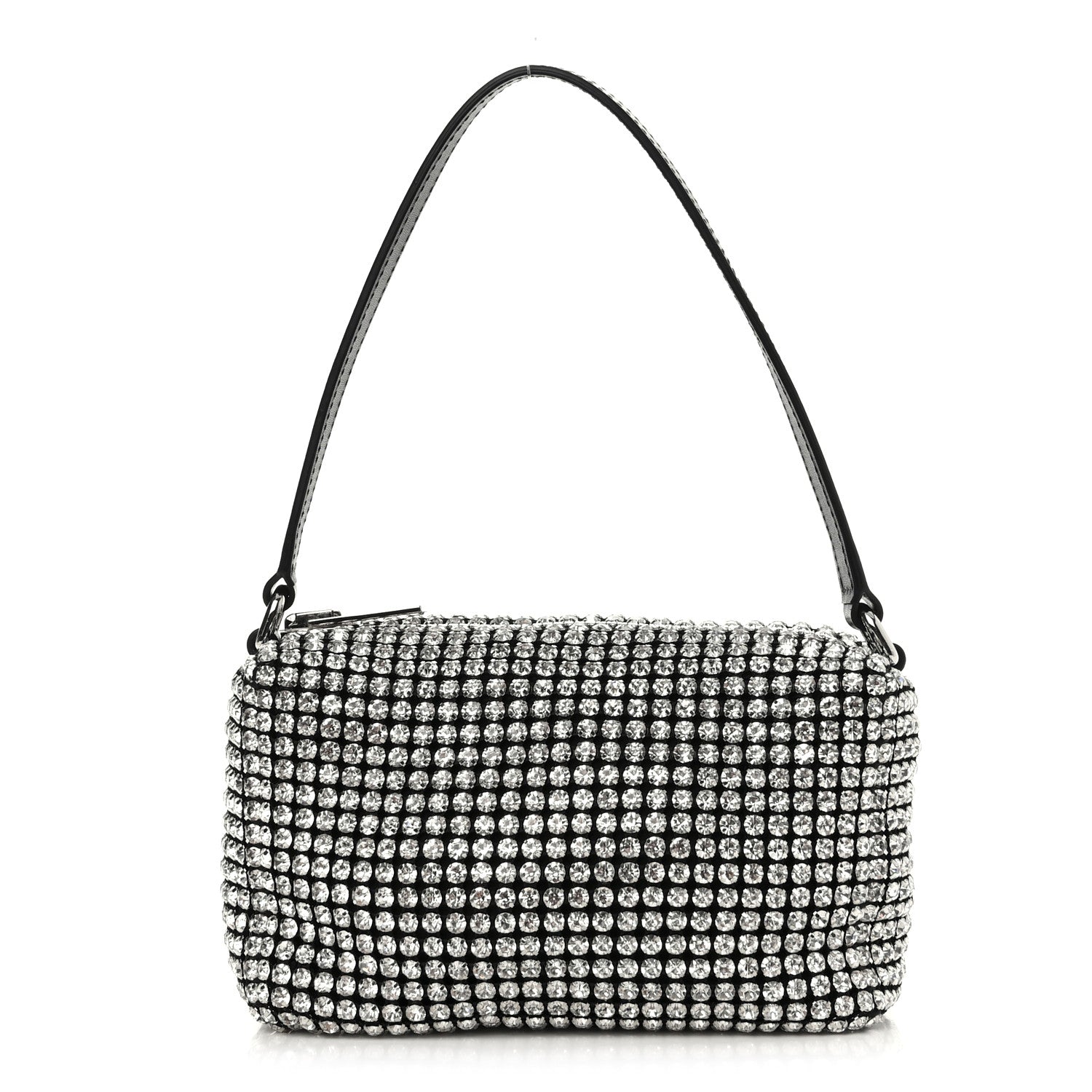 Alexander Wang Mesh Crystal Rhinestone Mini Heiress Pouch Black Silver 1 of 11