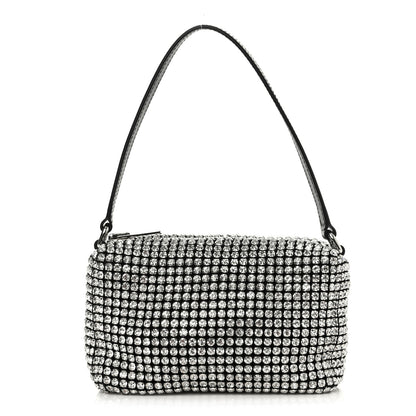 Alexander Wang Mesh Crystal Rhinestone Mini Heiress Pouch Black Silver 1 of 11