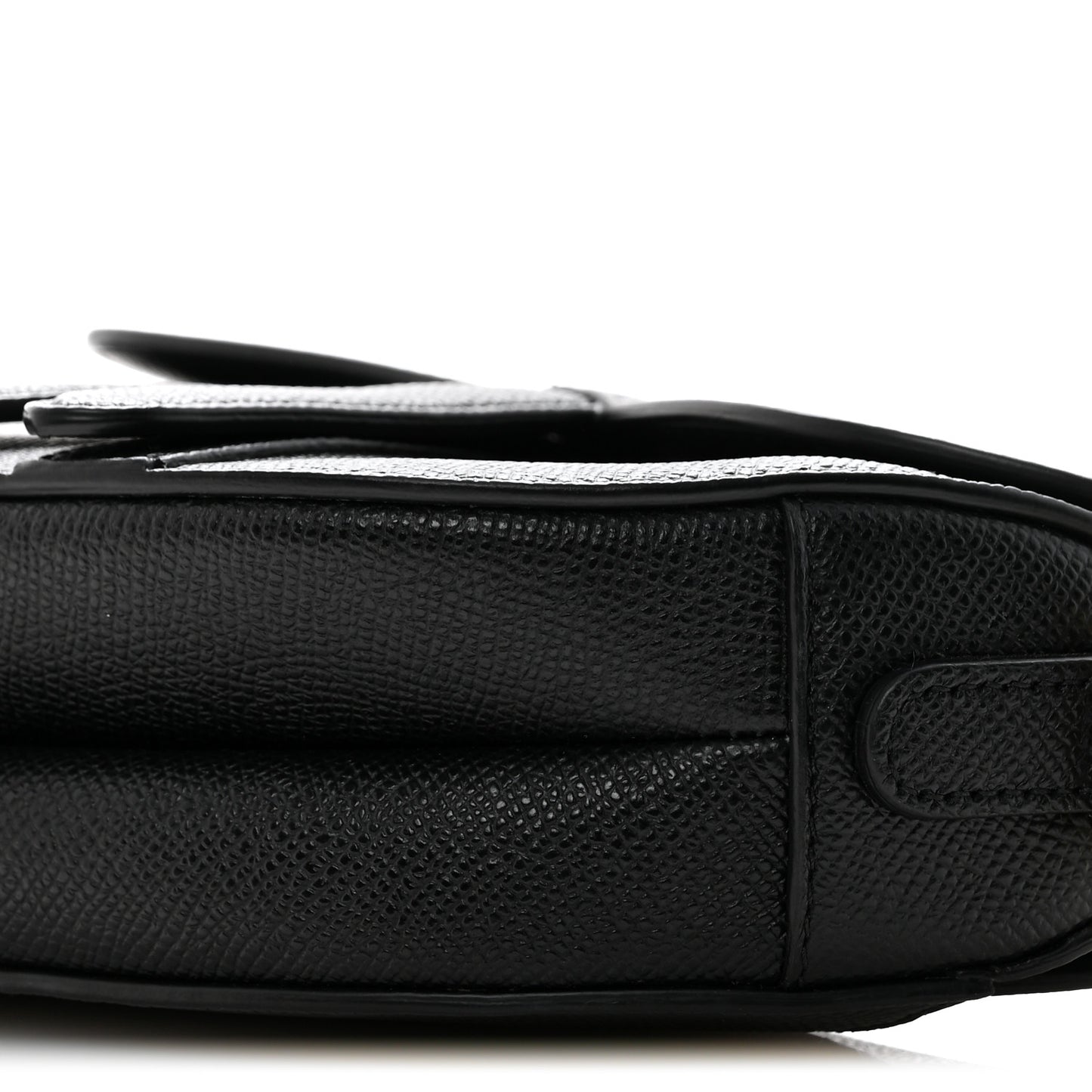 Grained Calfskin Mini Saddle Bag With Strap Black