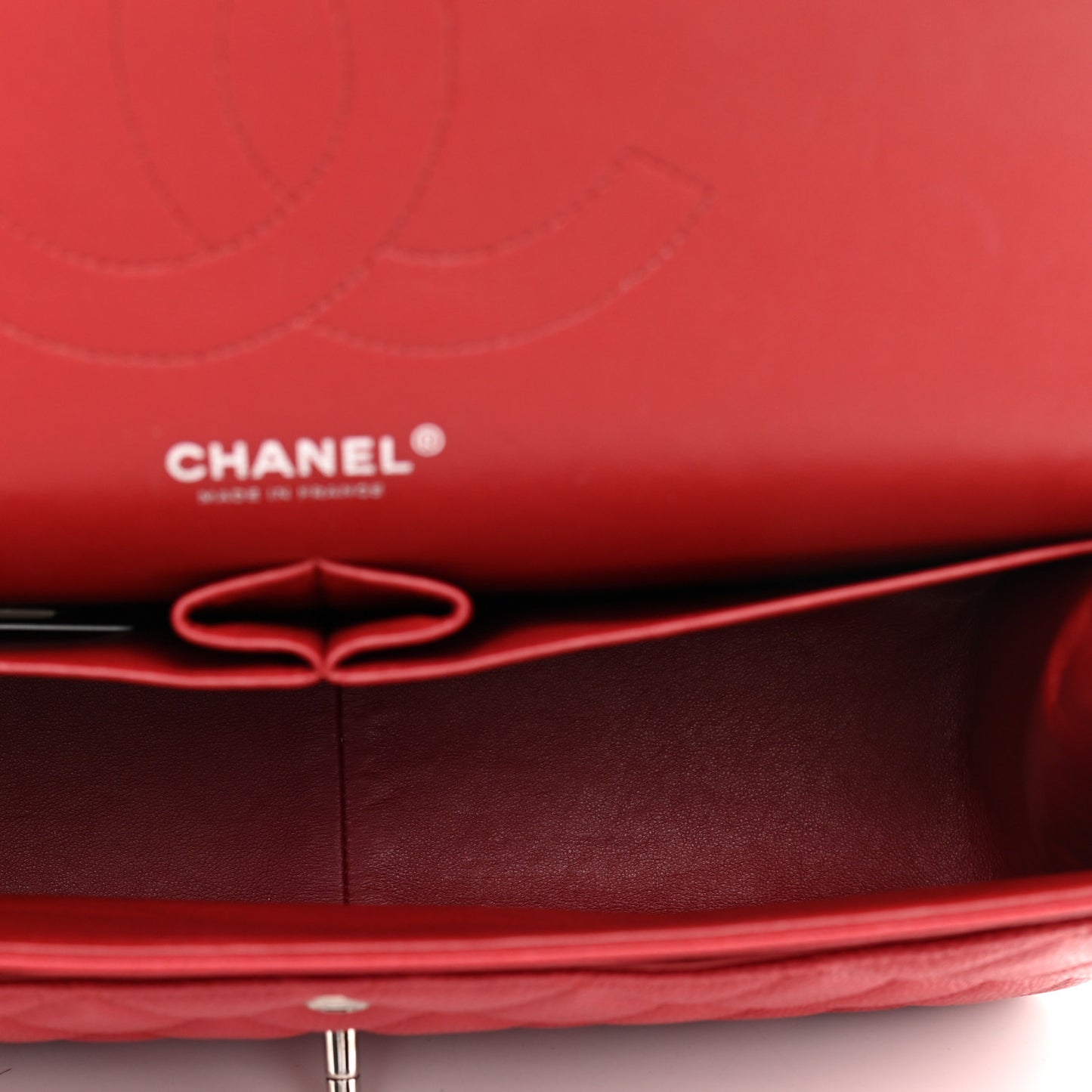 Caviar Quilted Jumbo Double Flap Red