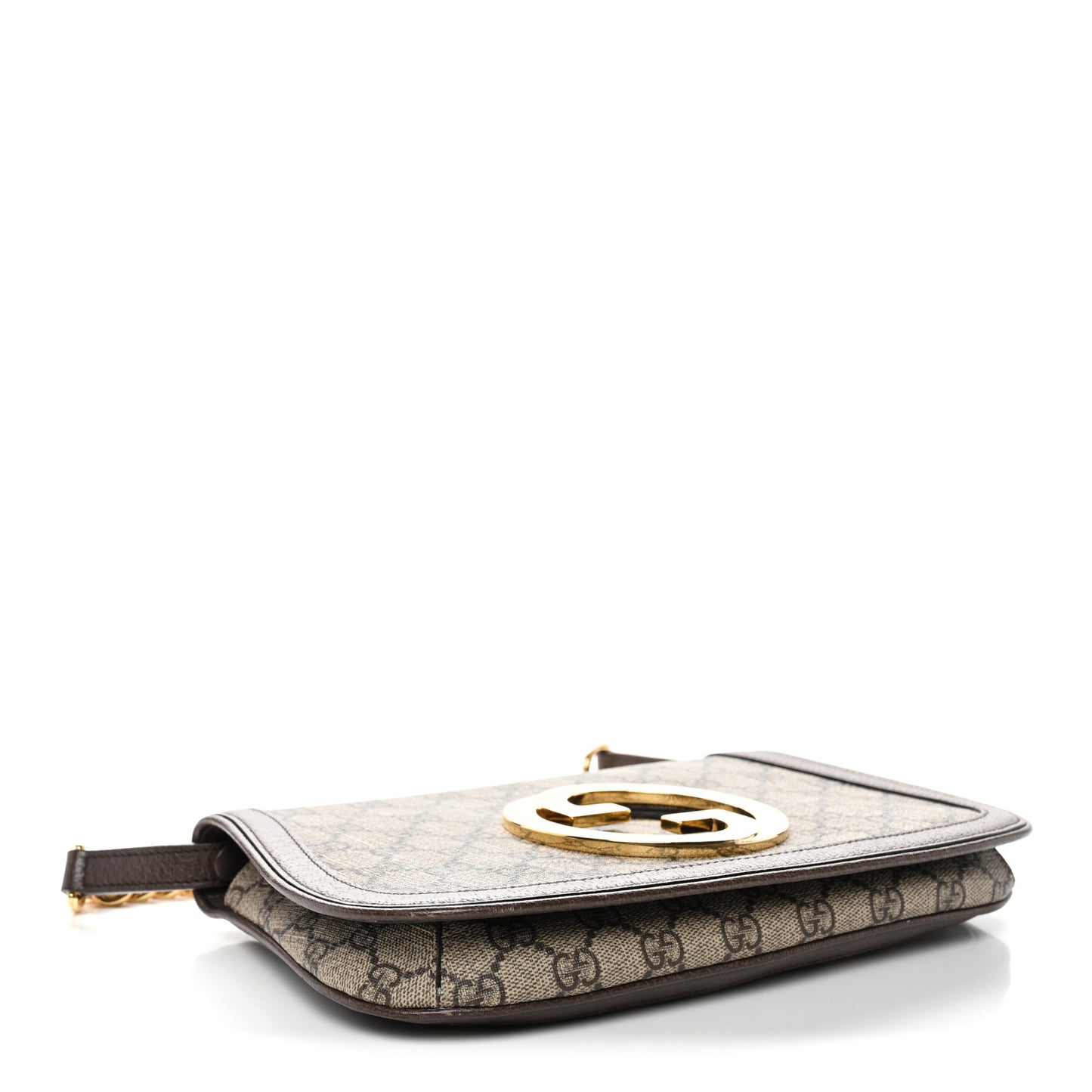 GG Supreme Monogram Textured Dollar Calfskin Blondie Chain Shoulder Flap Bag Beige Ebony New Acero