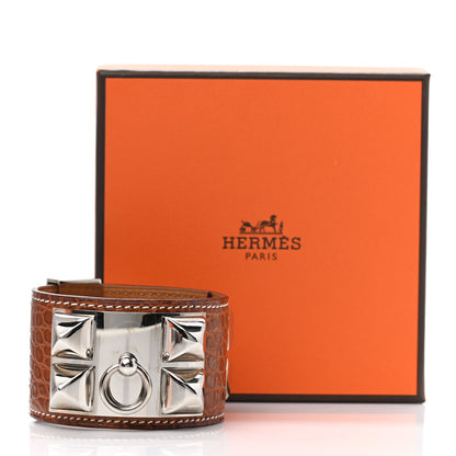 Hermes Shiny Alligator Collier De Chien CDC Bracelet Fauve 8 of 8