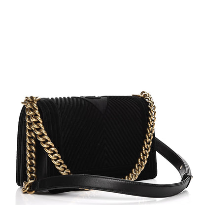 Chanel Velvet Chevron Medium Boy Flap Black 3 of 11