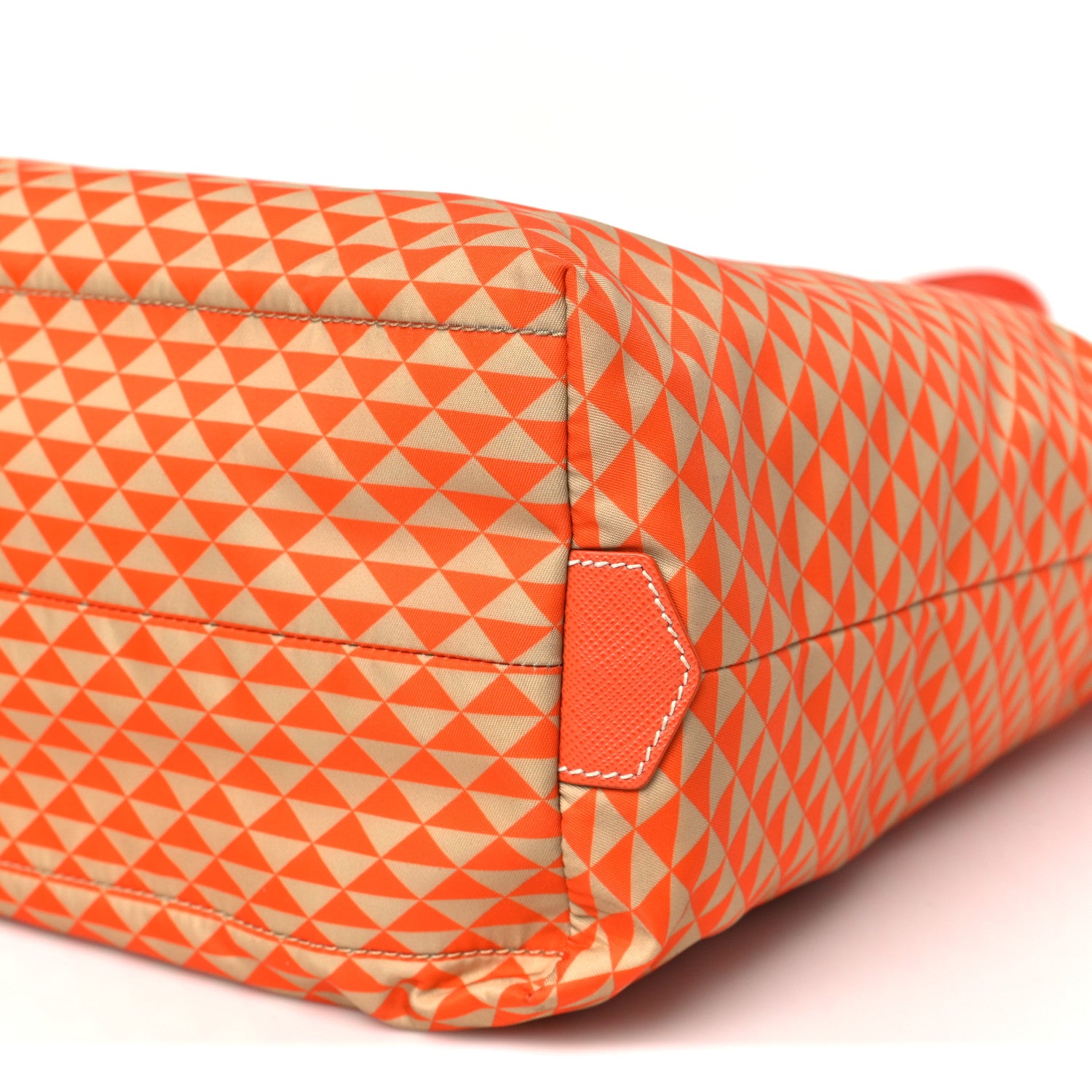 Prada Re-Nylon Saffiano Triangolo Symbole Shopping Tote Orange 10 of 11