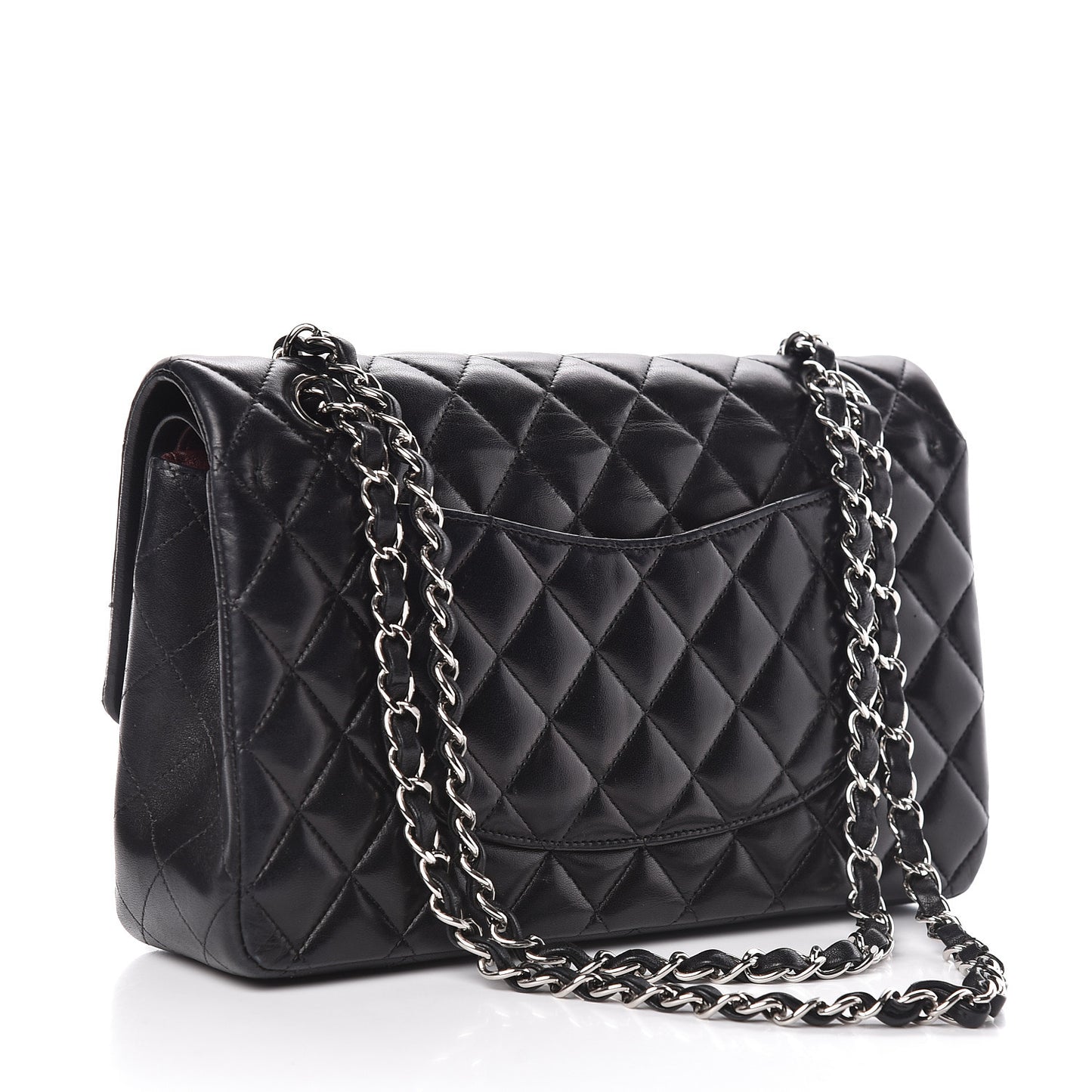 Lambskin Quilted Medium Double Flap Black