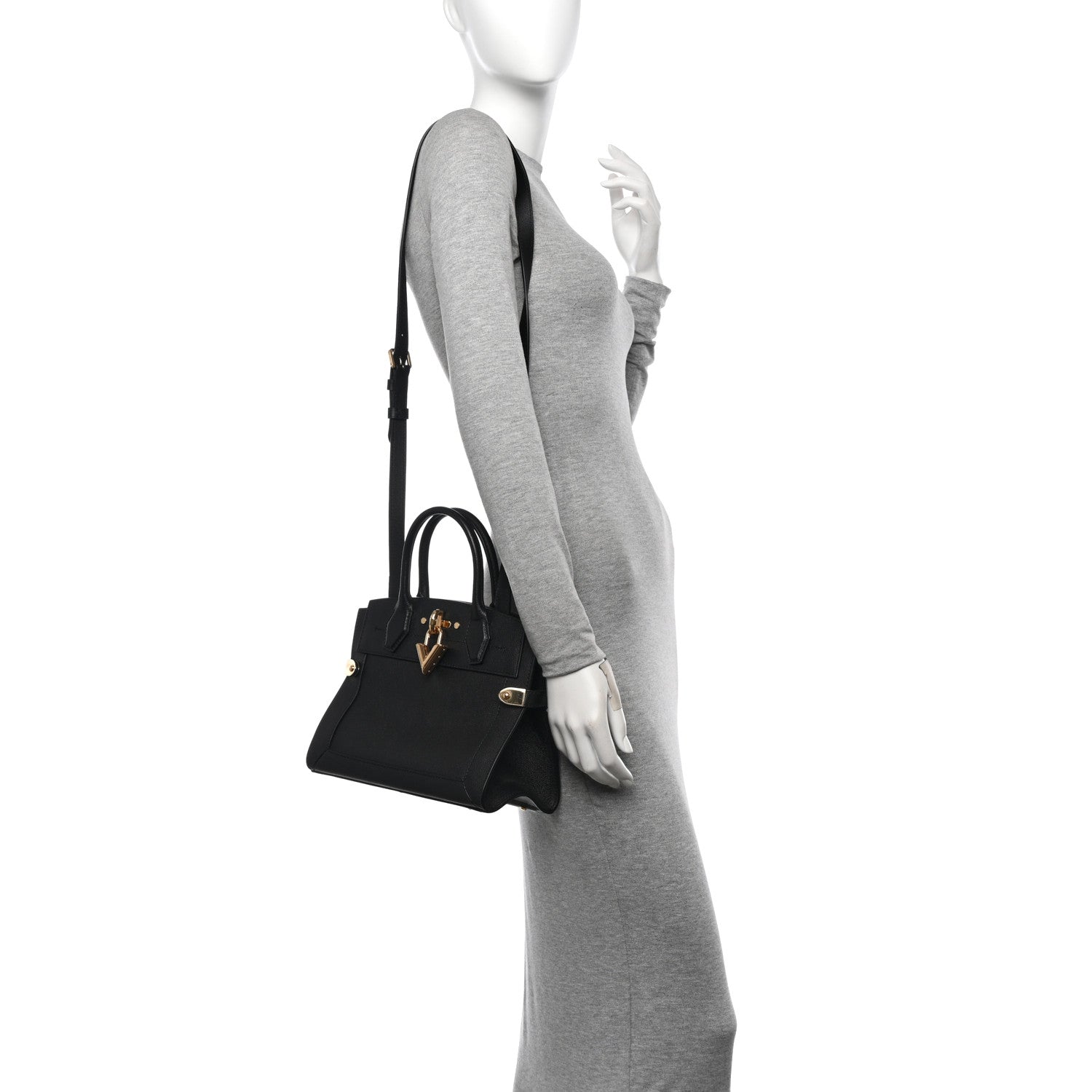 Louis Vuitton Calfskin Steamer PM  Black 2 of 9