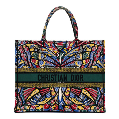 Christian Dior Canvas Embroidered Butterfly Book Tote Black Multicolor 1 of 11