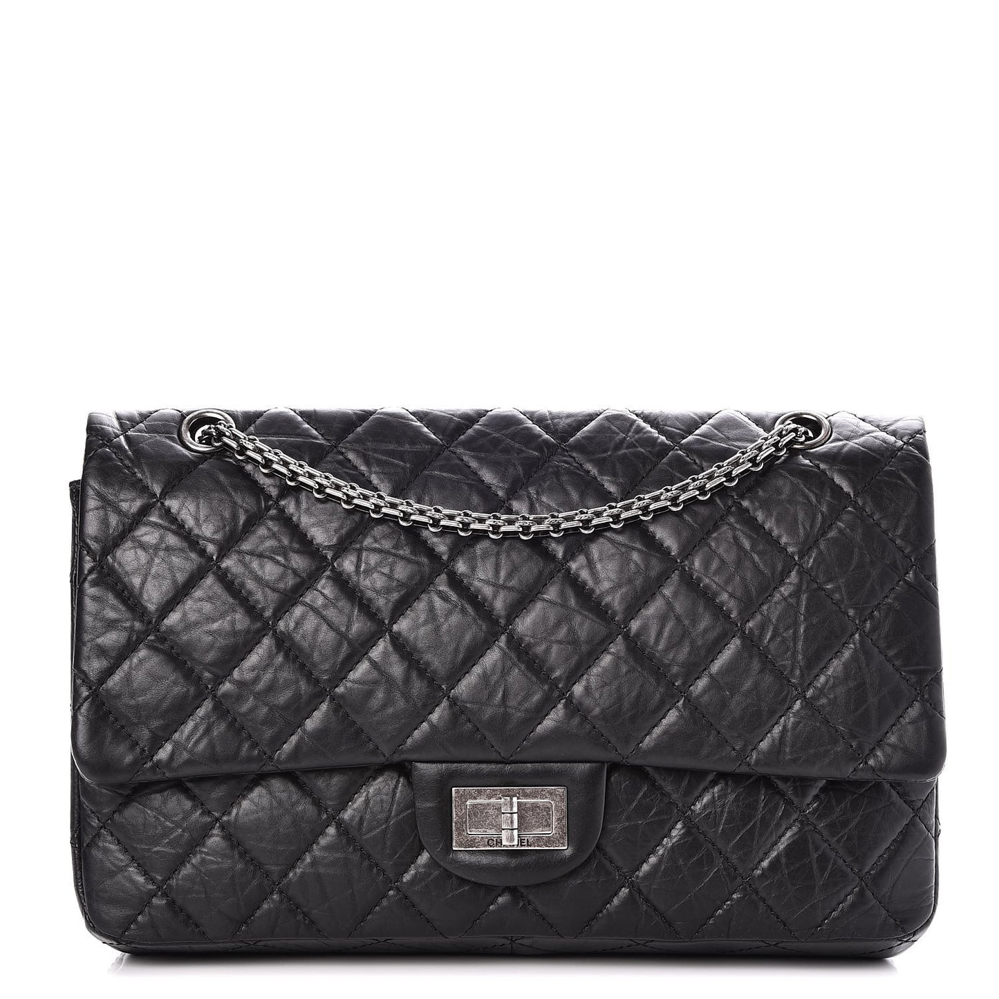 Aged Calfskin Quilted 2.55 Reissue 227 Flap Black