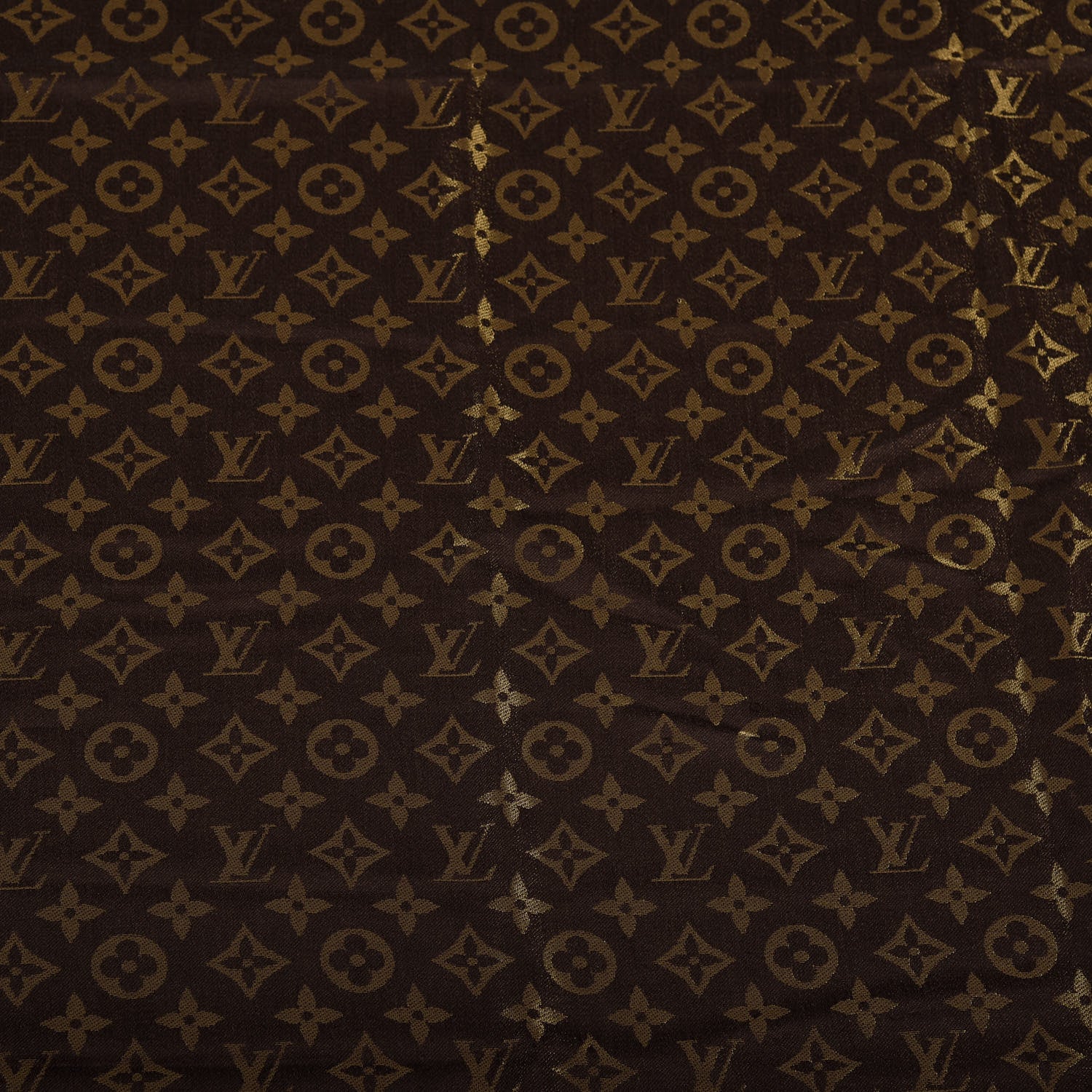 Louis Vuitton Silk Lurex Wool Monogram Shine Shawl Brown 2 of 5