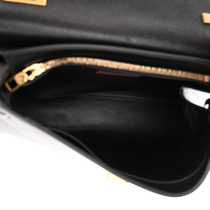 Valentino Garavani Pebbled Calfskin Large VRing Chain Shoulder Bag Black 5 of 10
