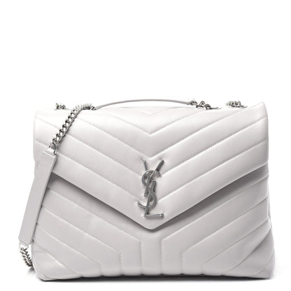 Saint Laurent Calfskin Y Quilted Monogram Medium Loulou Chain Satchel White 1 of 11