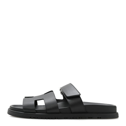 Hermes Calfskin Womens Chypre Sandals 38 Black 1 of 9