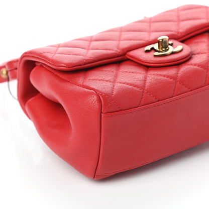 Chanel Shiny Sheepskin Quilted Mini Trapezio Flap Red 9 of 10