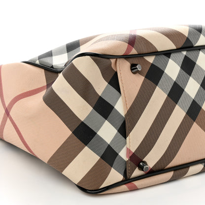 Burberry Nova Check Patent Trim Shopper Tote Black 9 of 12