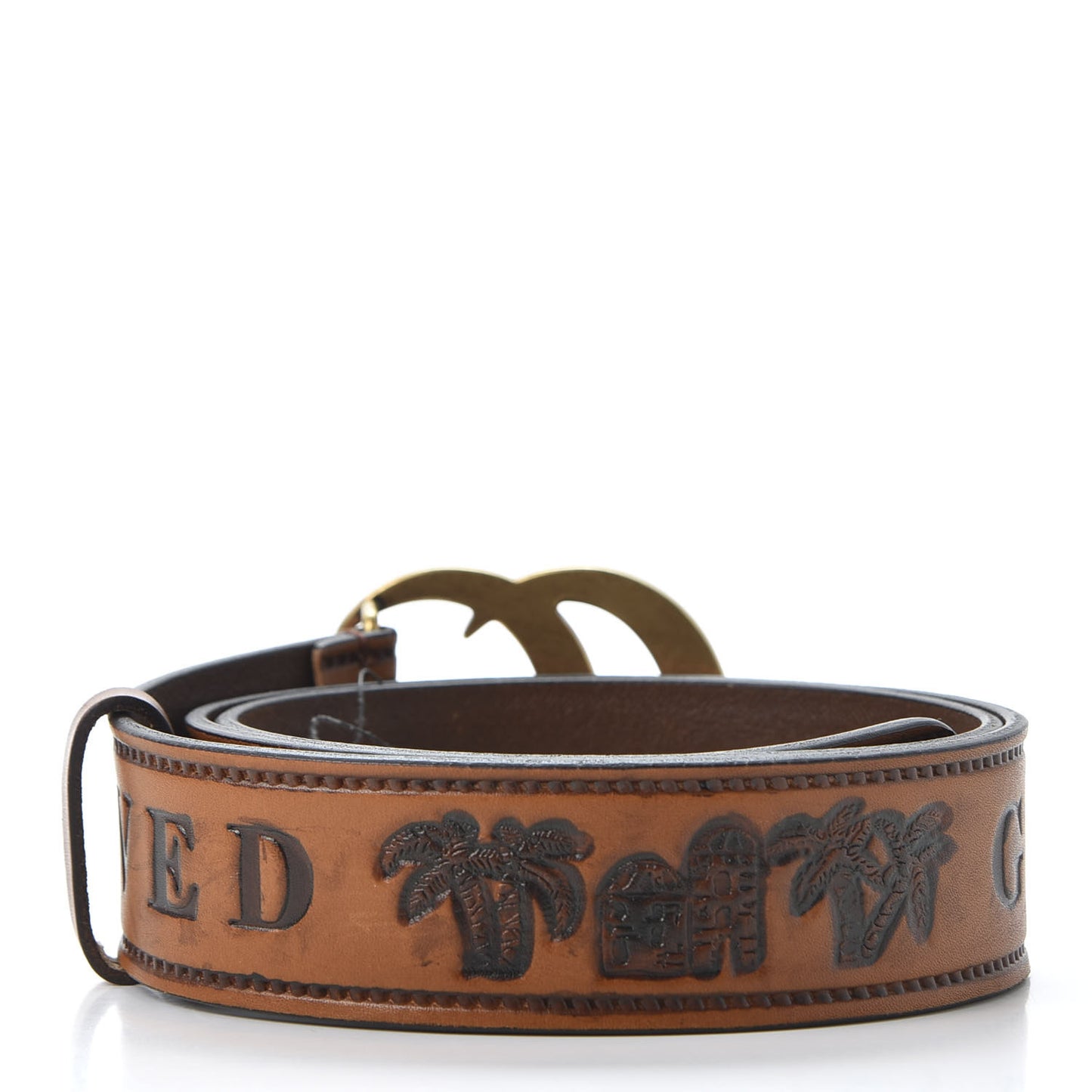 Calfskin Gucci Loved Embossed Double G 40mm Belt 90 36 Cuoio