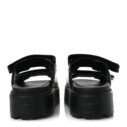 Prada Nappa Quilted Padded Logo Platform Slide Sandals 39.5 Black 5 of 13