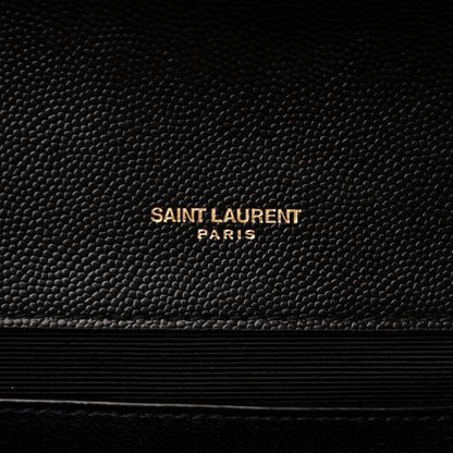 Saint Laurent Grain De Poudre Textured Mixed Matelasse Triquilt Medium Monogram Satchel Black 7 of 9