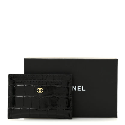 Chanel Calfskin Crocodile Embossed Crococo Card Holder Black 8 of 8