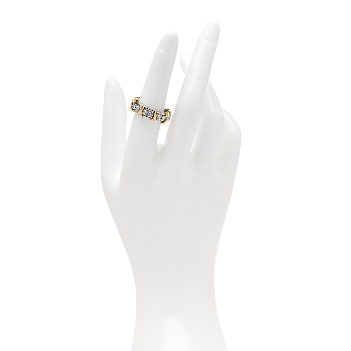Platinum 18K Yellow Gold Diamond Schlumberger Sixteen Stone Ring 53 6.5