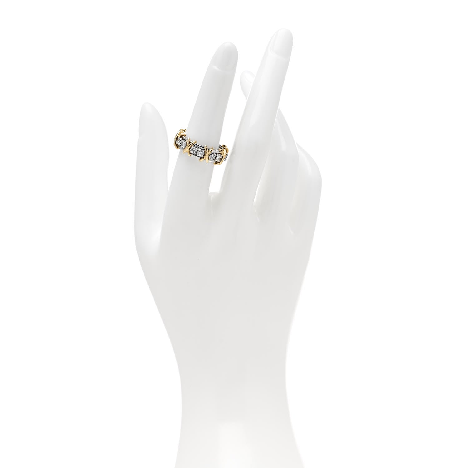 Tiffany Platinum 18K Yellow Gold Diamond Schlumberger Sixteen Stone Ring 53 6.5 2 of 6