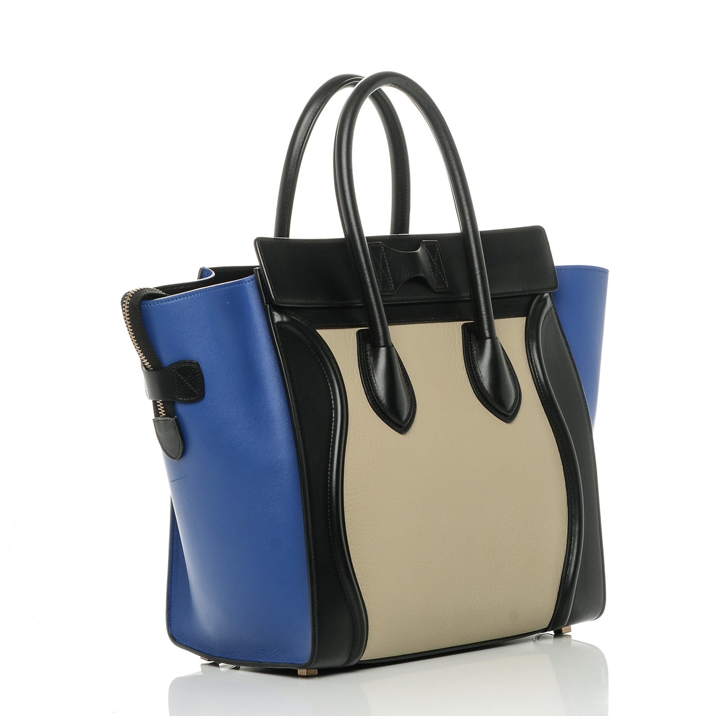 Elephant Calfskin Mini Tri-Color Luggage Beige