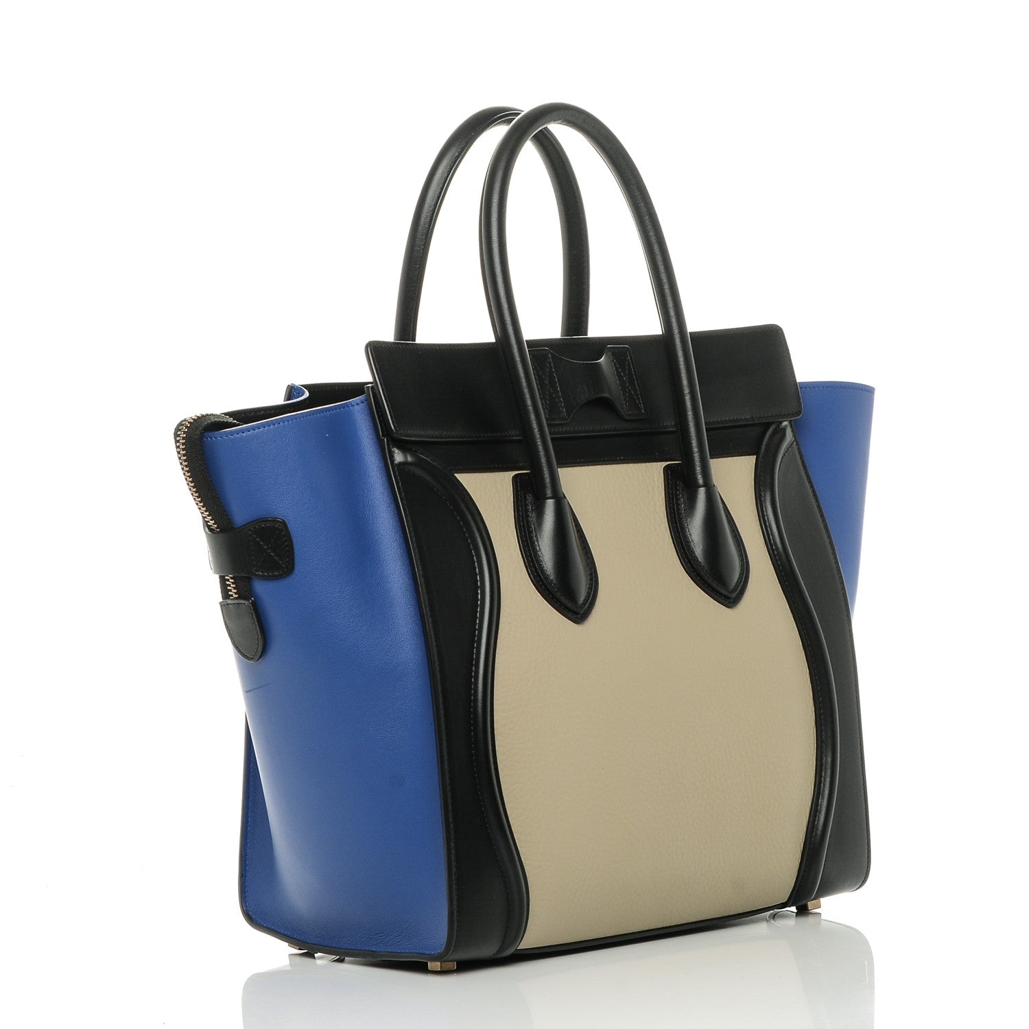 Celine Elephant Calfskin Mini Tri-Color Luggage Beige 3 of 6