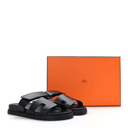 Hermes Calfskin Womens Chypre Sandals 35.5 Black 3 of 9