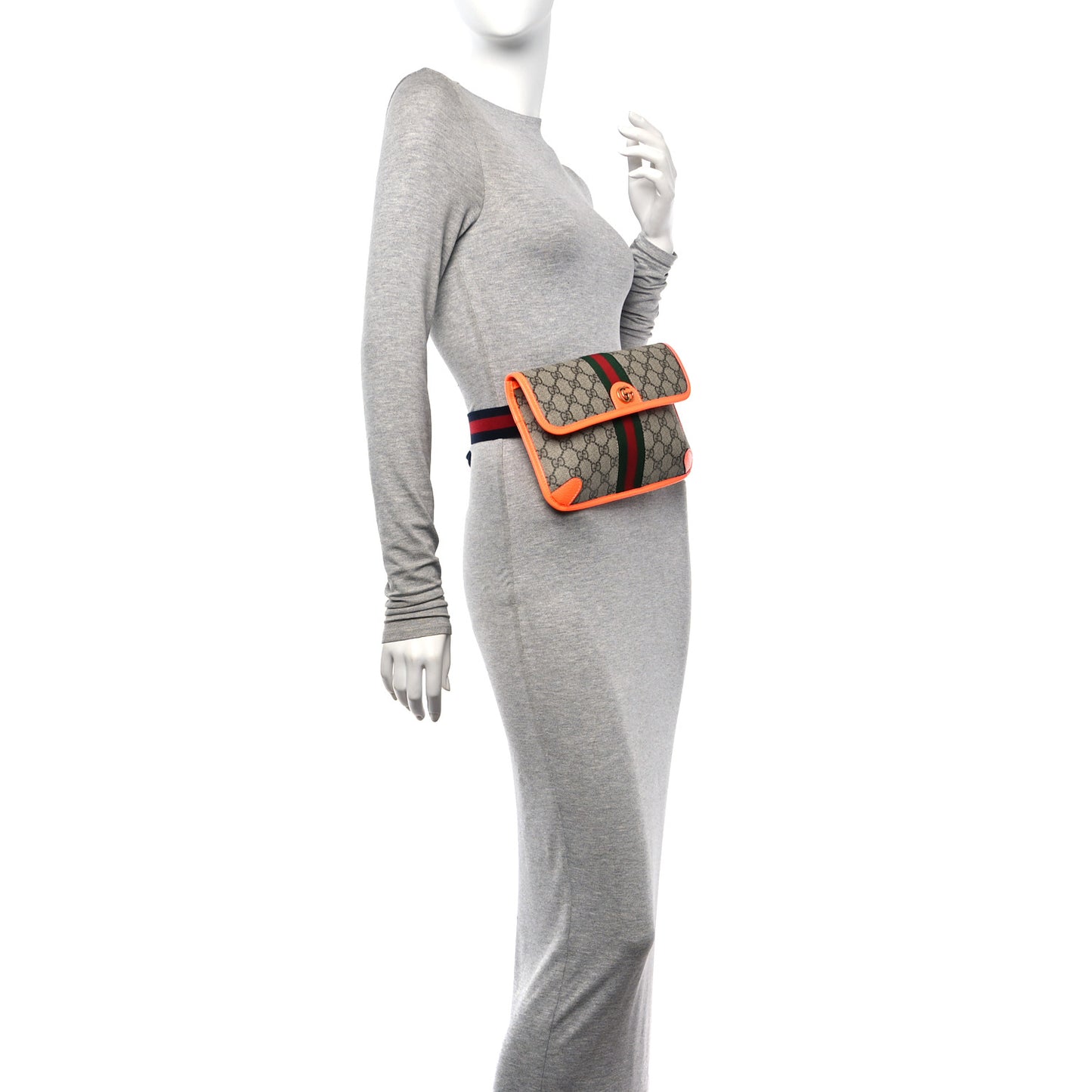 GG Supreme Monogram Web Small Ophidia Belt Bag Orange