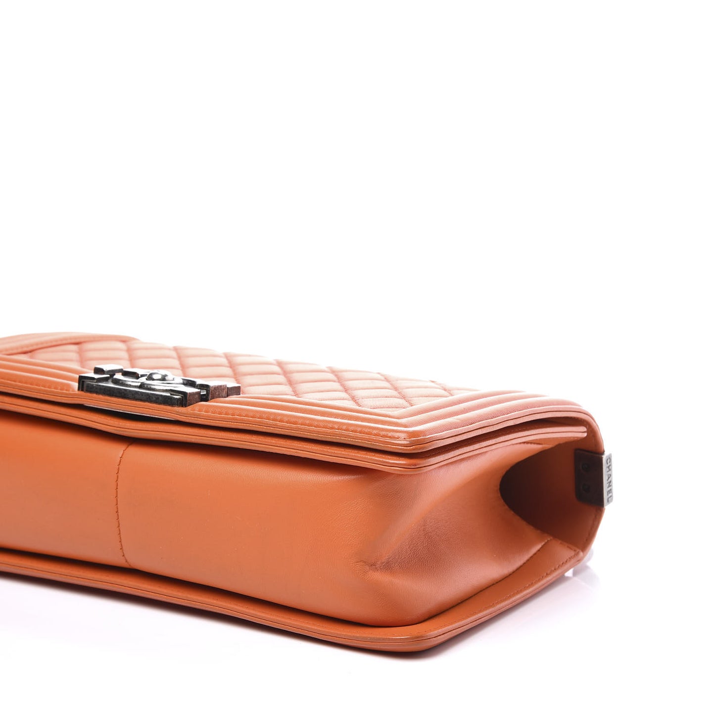 Lambskin Quilted Medium Boy Flap Orange