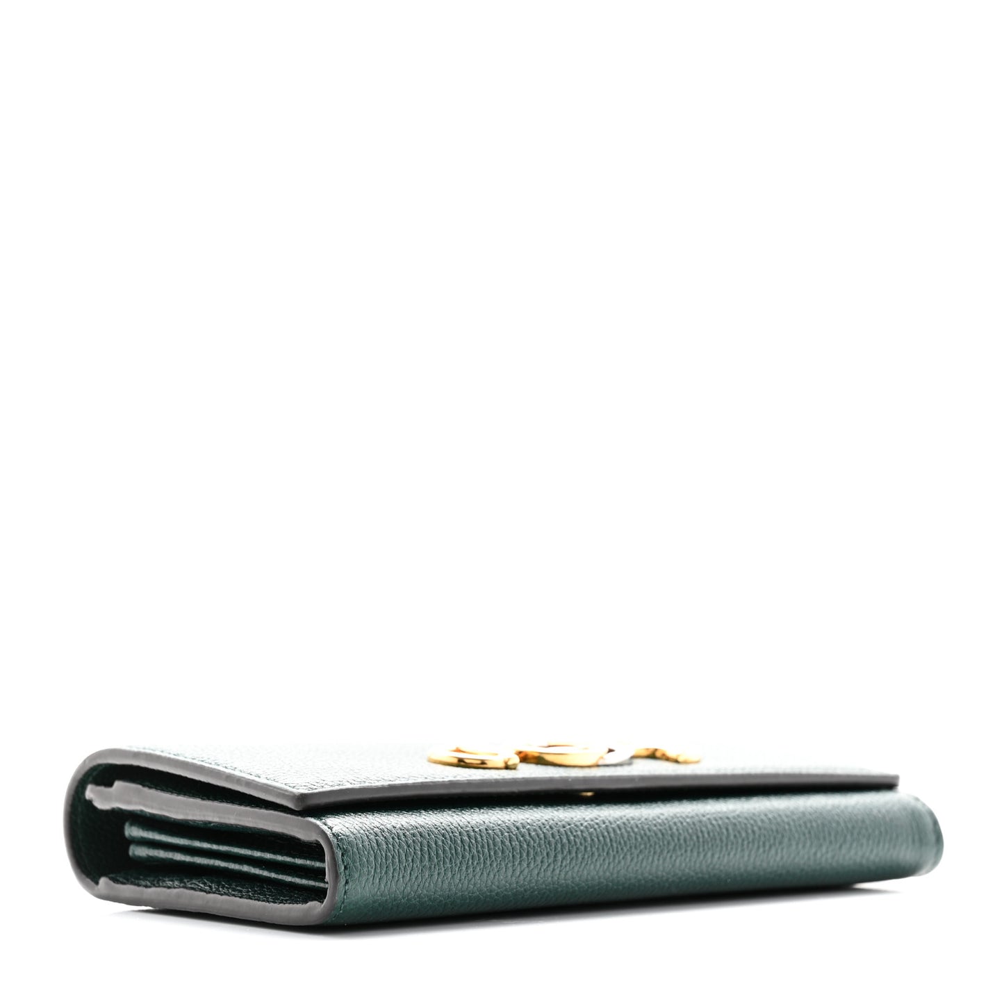 Grainy Calfskin Zumi Continental Wallet Vintage Green