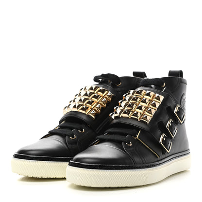Hermes Calfskin Studded Lennox High Top Sneakers 37 Black 3 of 8