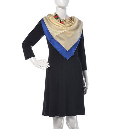 Gucci Silk Logo Square Scarf Ivory Blue 2 of 3