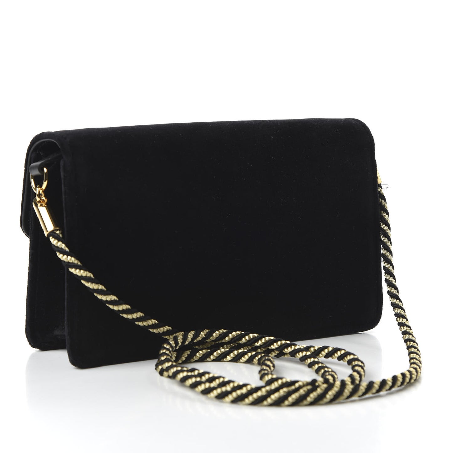 Velvet Crystal Square G Shoulder Bag Black