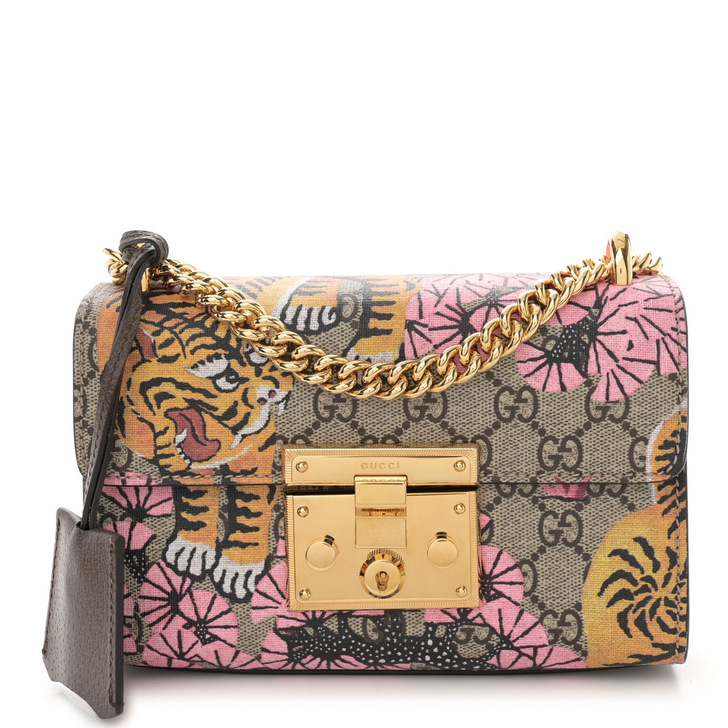 Gucci GG Supreme Monogram Bengal Small Padlock Shoulder Bag Beige Pink 1 of 12