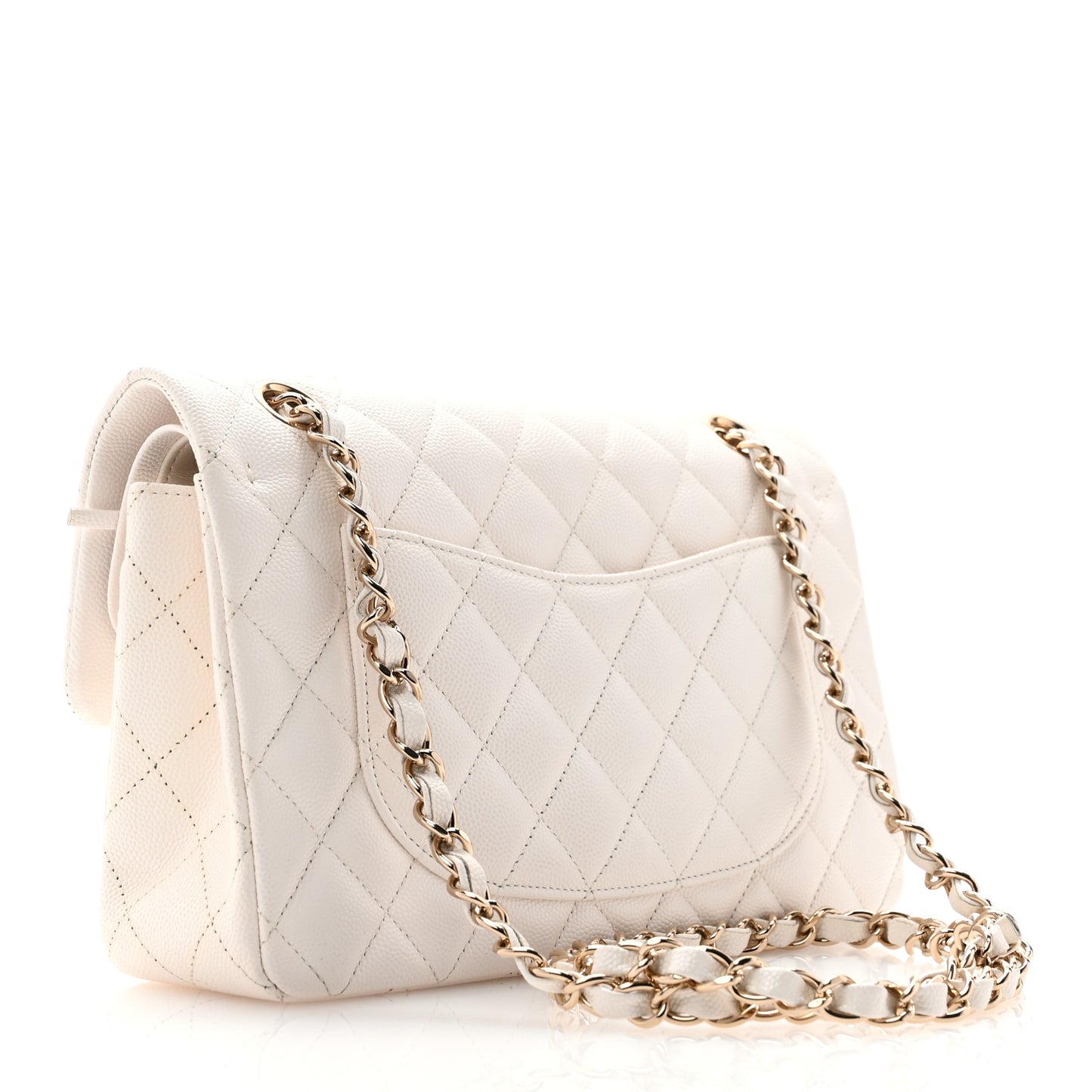 Caviar Quilted Small Double Flap White