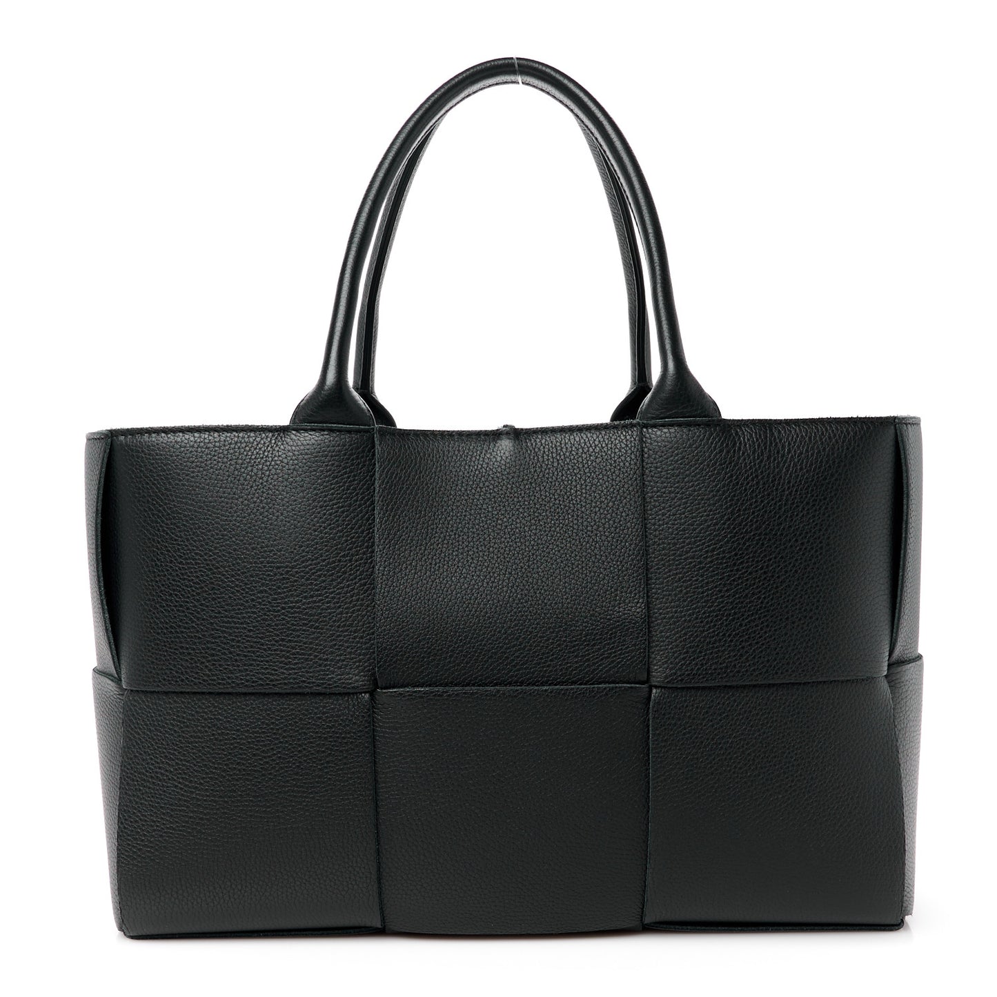 Grained Calfskin Intrecciato Small Arco Tote Black