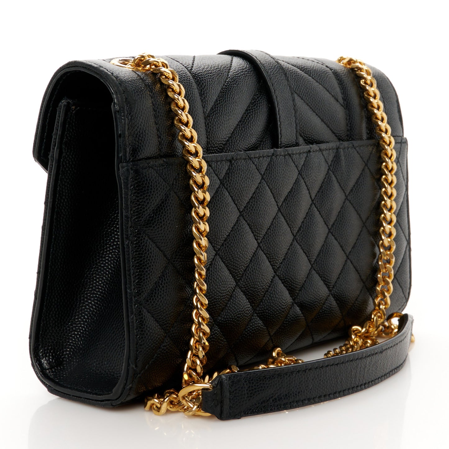 Grain De Poudre Textured Mixed Matelasse Triquilt Small Monogram Satchel Black Blue