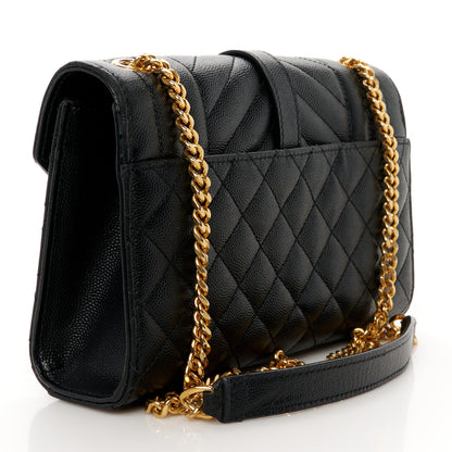 Saint Laurent Grain De Poudre Textured Mixed Matelasse Triquilt Small Monogram Satchel Black Blue 3 of 12