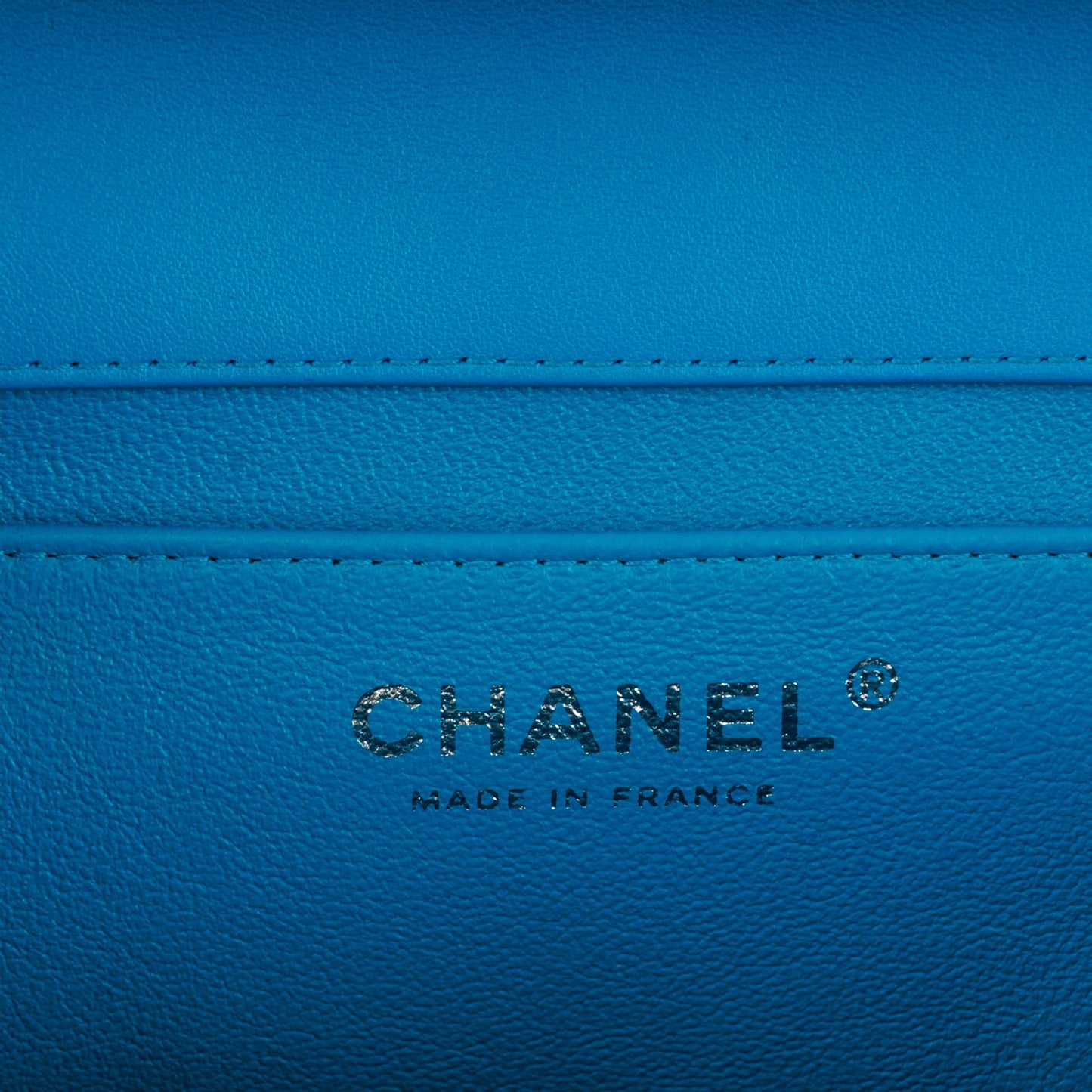 Patent Quilted Clutch with Chain Flap Blue