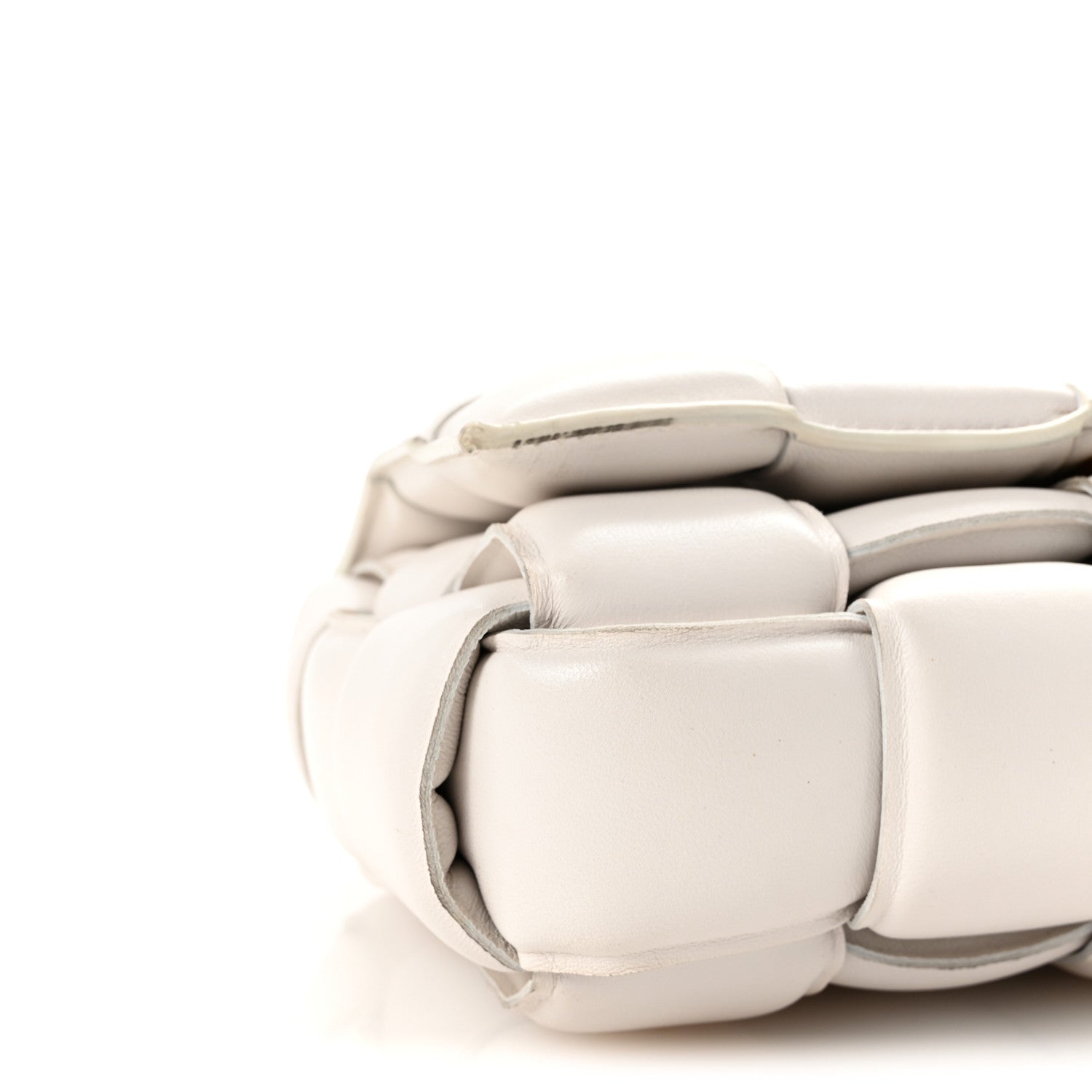 Bottega Veneta Lambskin Maxi Intreccio Padded Chain Cassette Crossbody Bag White 8 of 9