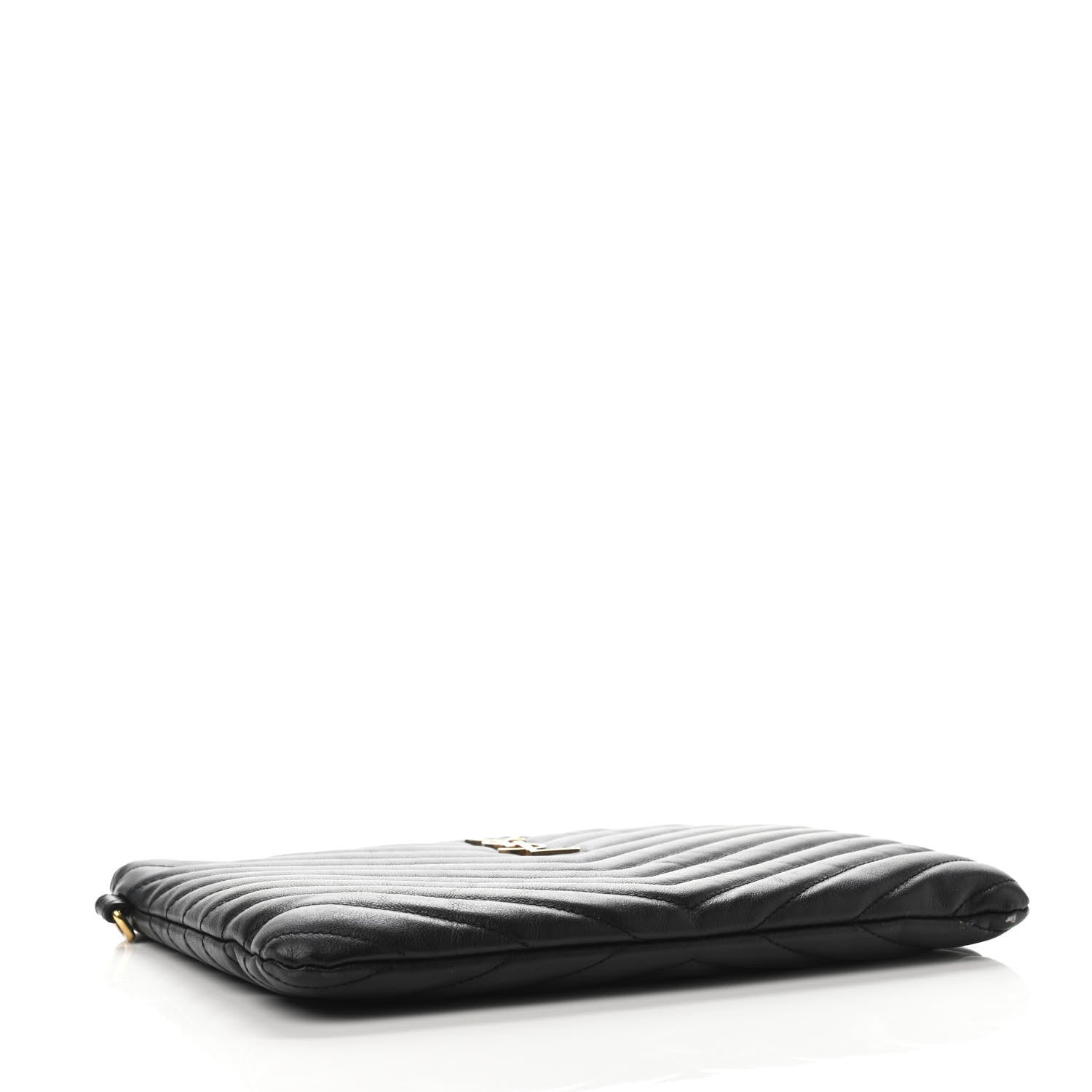 Saint Laurent Calfskin Matelasse Chevron Monogram A5 Wristlet Black 3 of 4