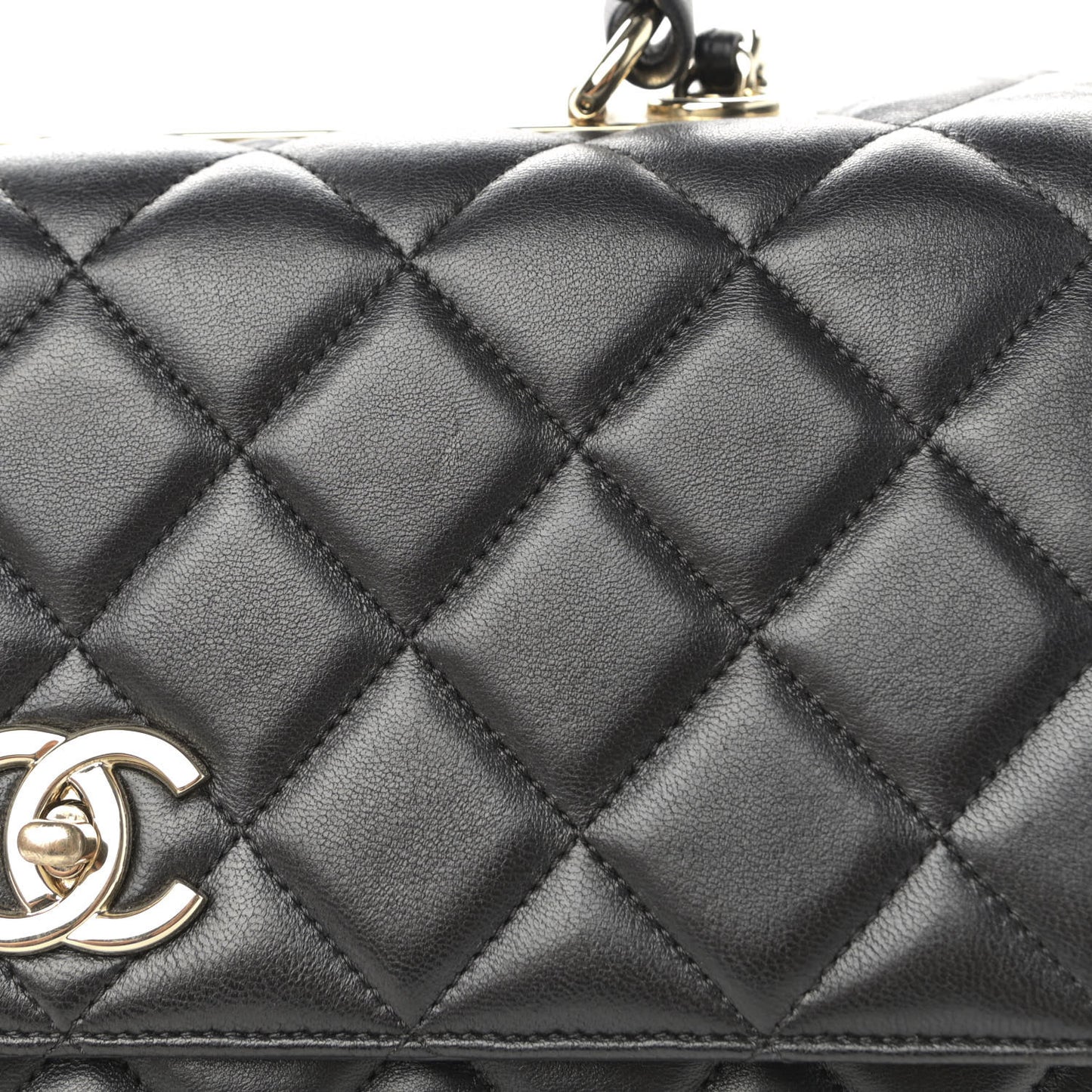 Lambskin Quilted Large Trendy CC Dual Handle Flap Bag Black