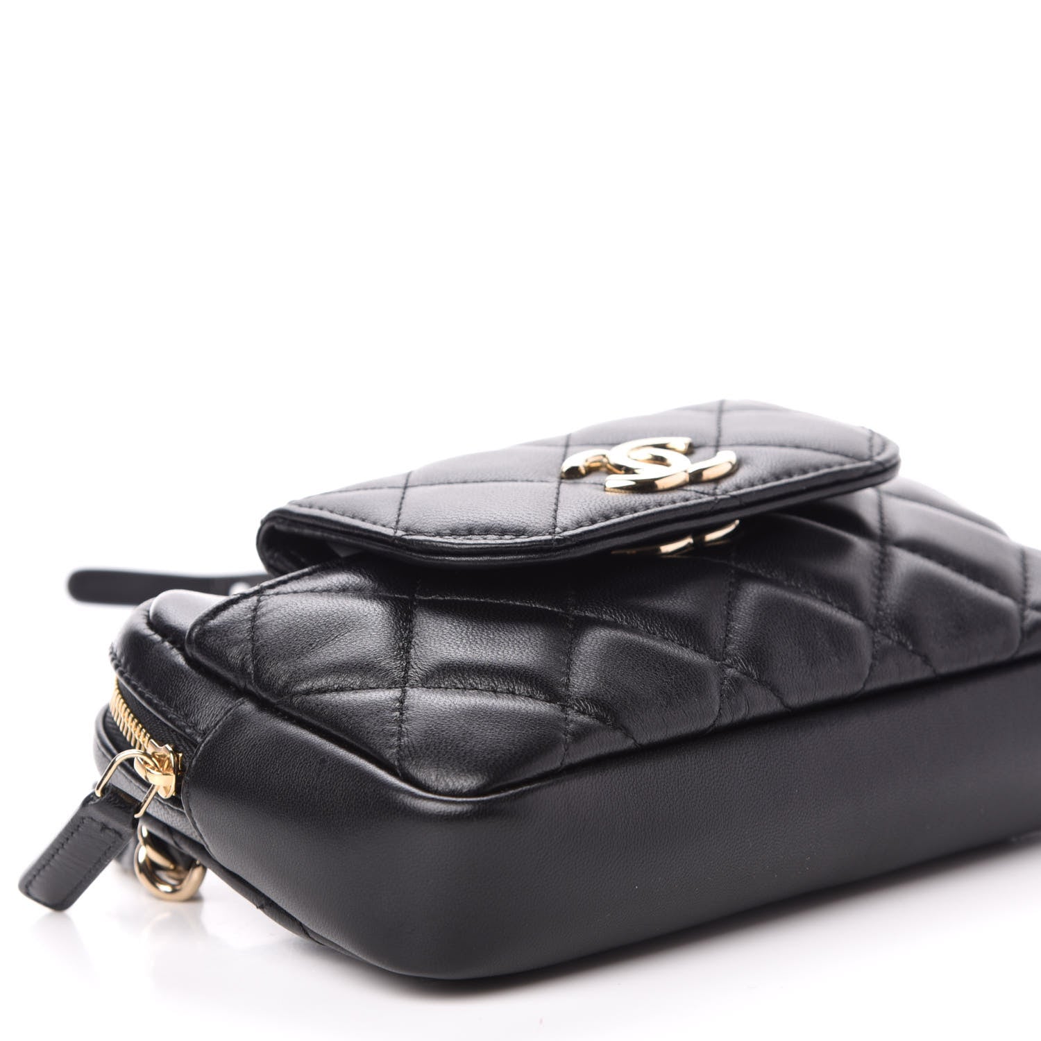Chanel Lambskin Quilted Waist Bag With Pouch Black 9 of 12