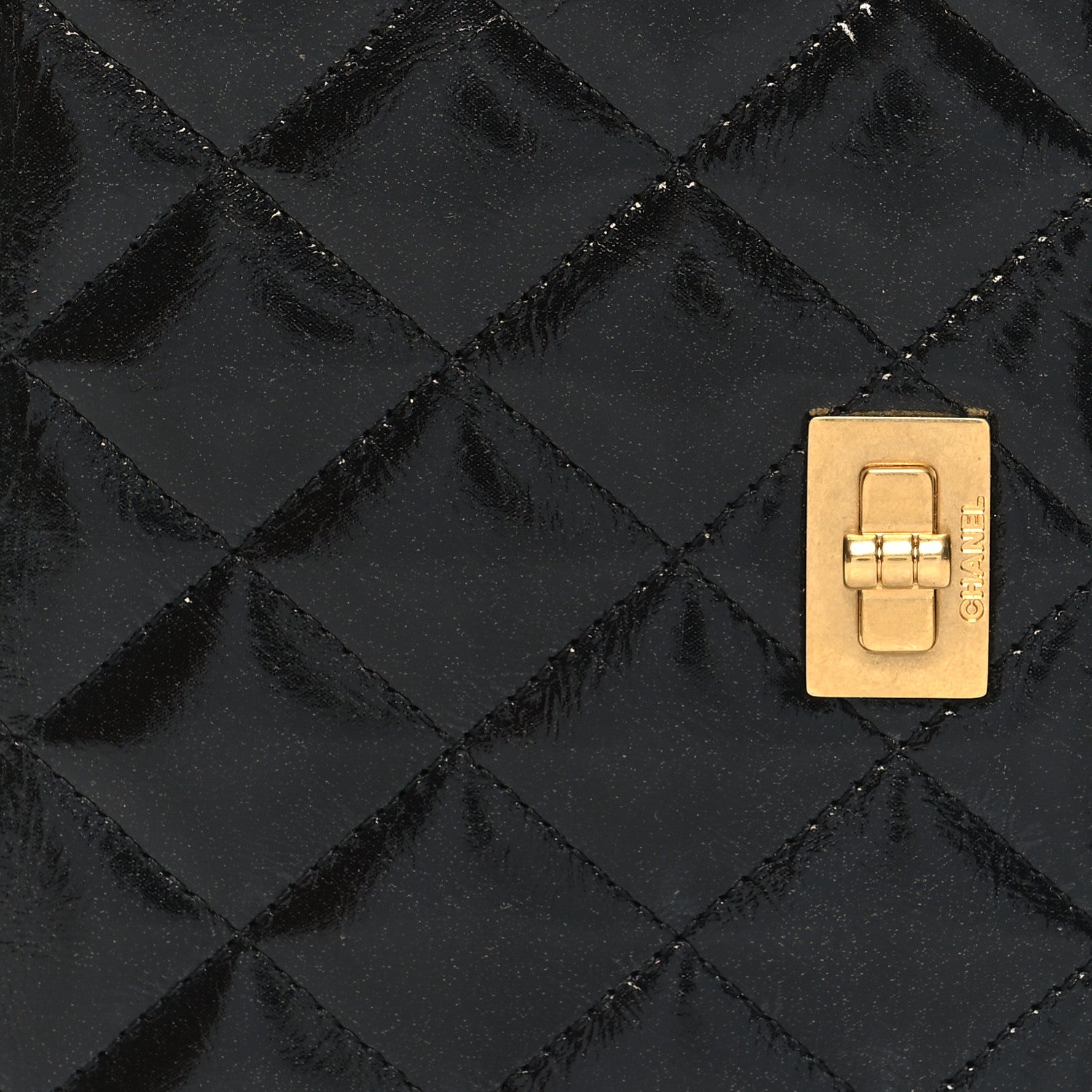 Chanel Patent Crumpled Calfskin Quilted Reissue 2.55 Yen Wallet Black 9 of 10